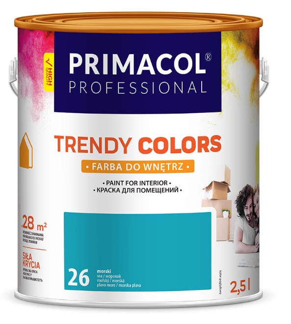 Farba akrylowa Trendy Colors 2,5 l mat morski do ścian i sufitów